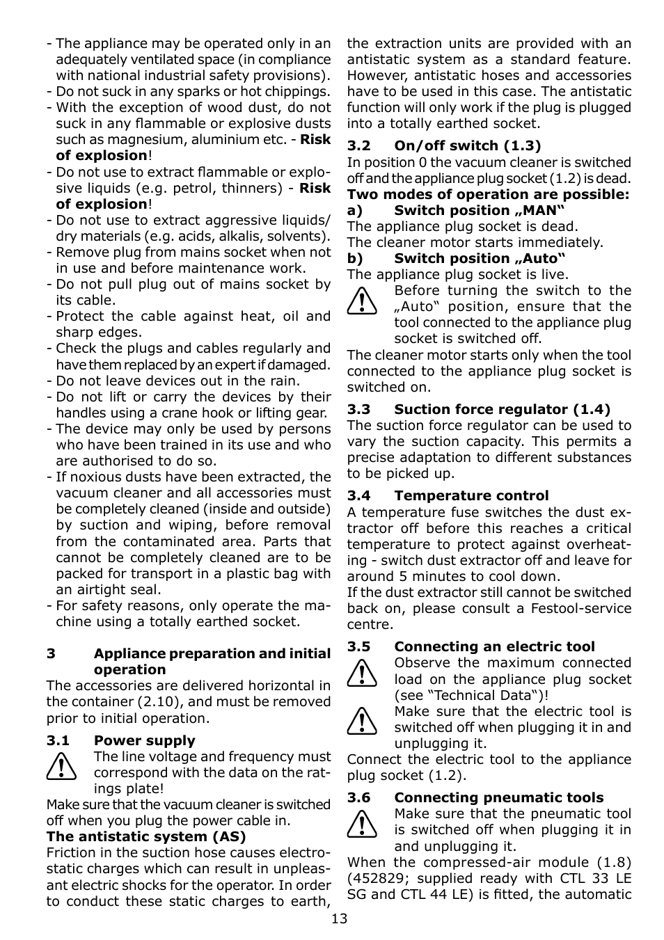 Festool CTL 22 E SG User Manual | Page 13 / 70