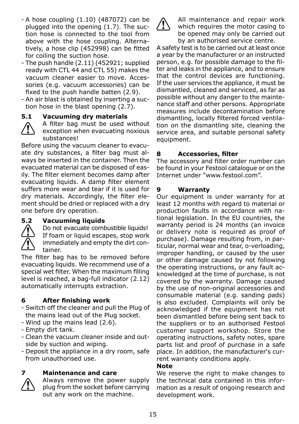 Festool CTL 22 E SG User Manual | Page 15 / 70