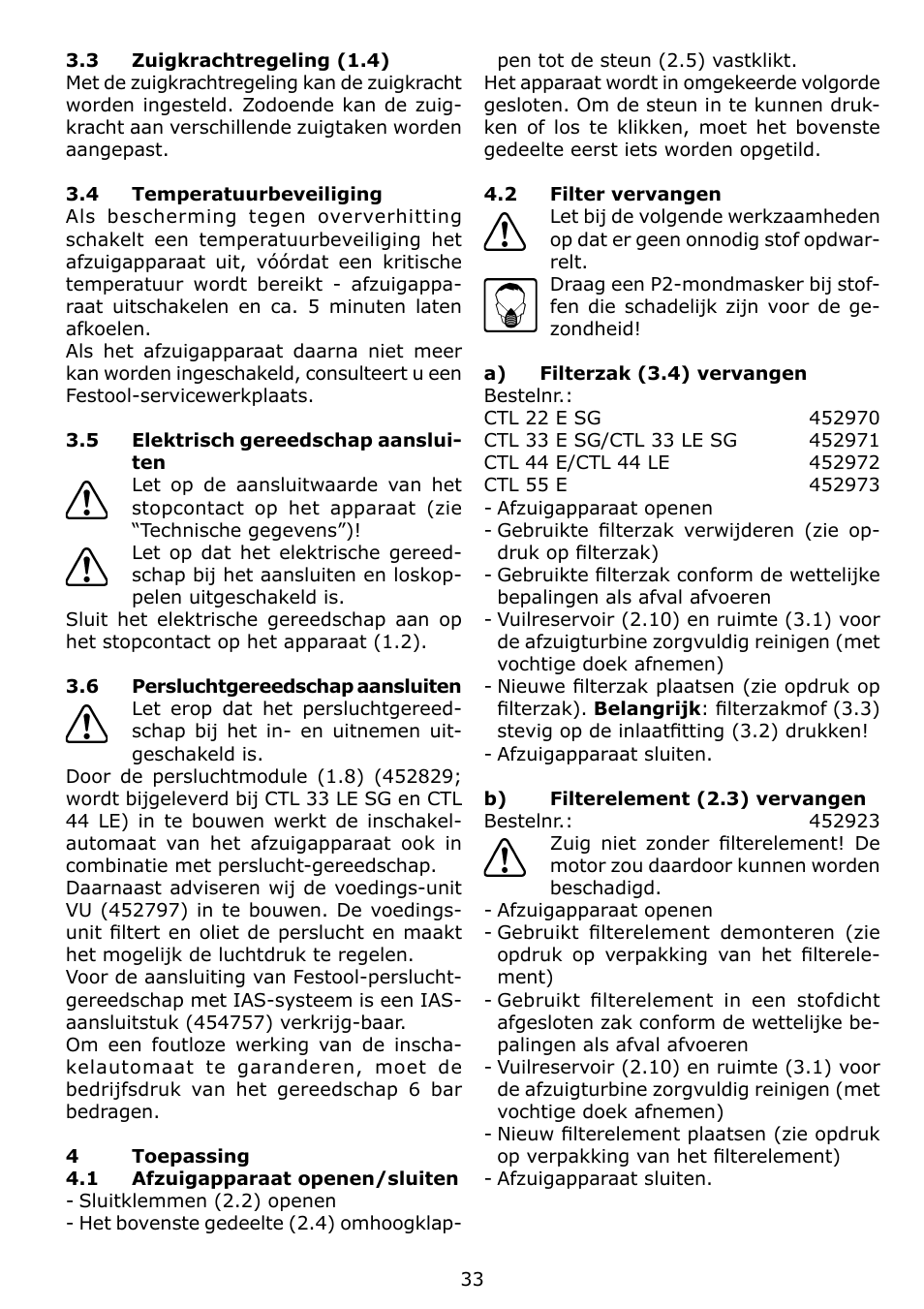 Festool CTL 22 E SG User Manual | Page 33 / 70