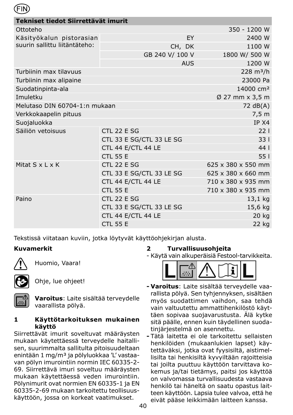 Festool CTL 22 E SG User Manual | Page 40 / 70