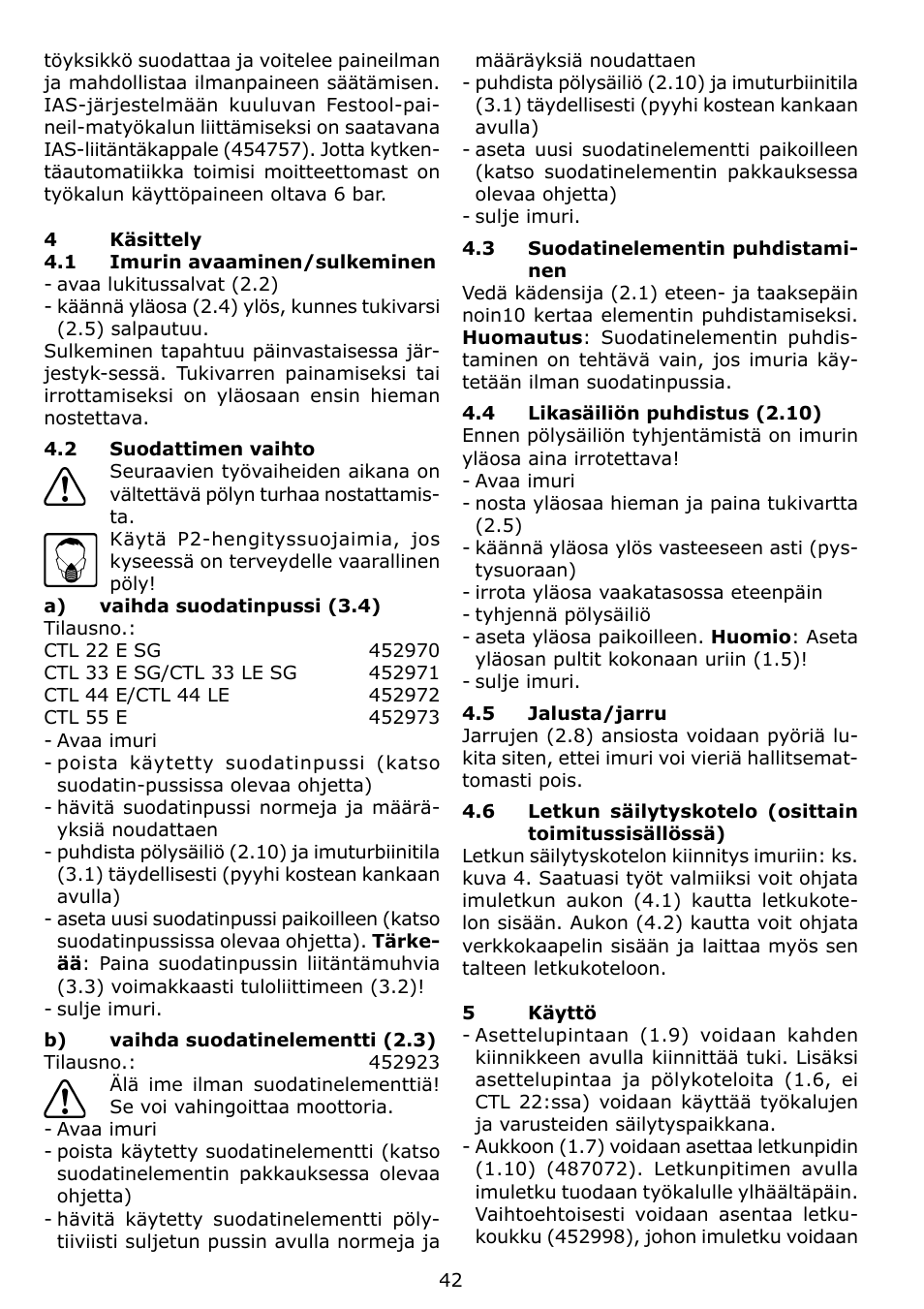 Festool CTL 22 E SG User Manual | Page 42 / 70