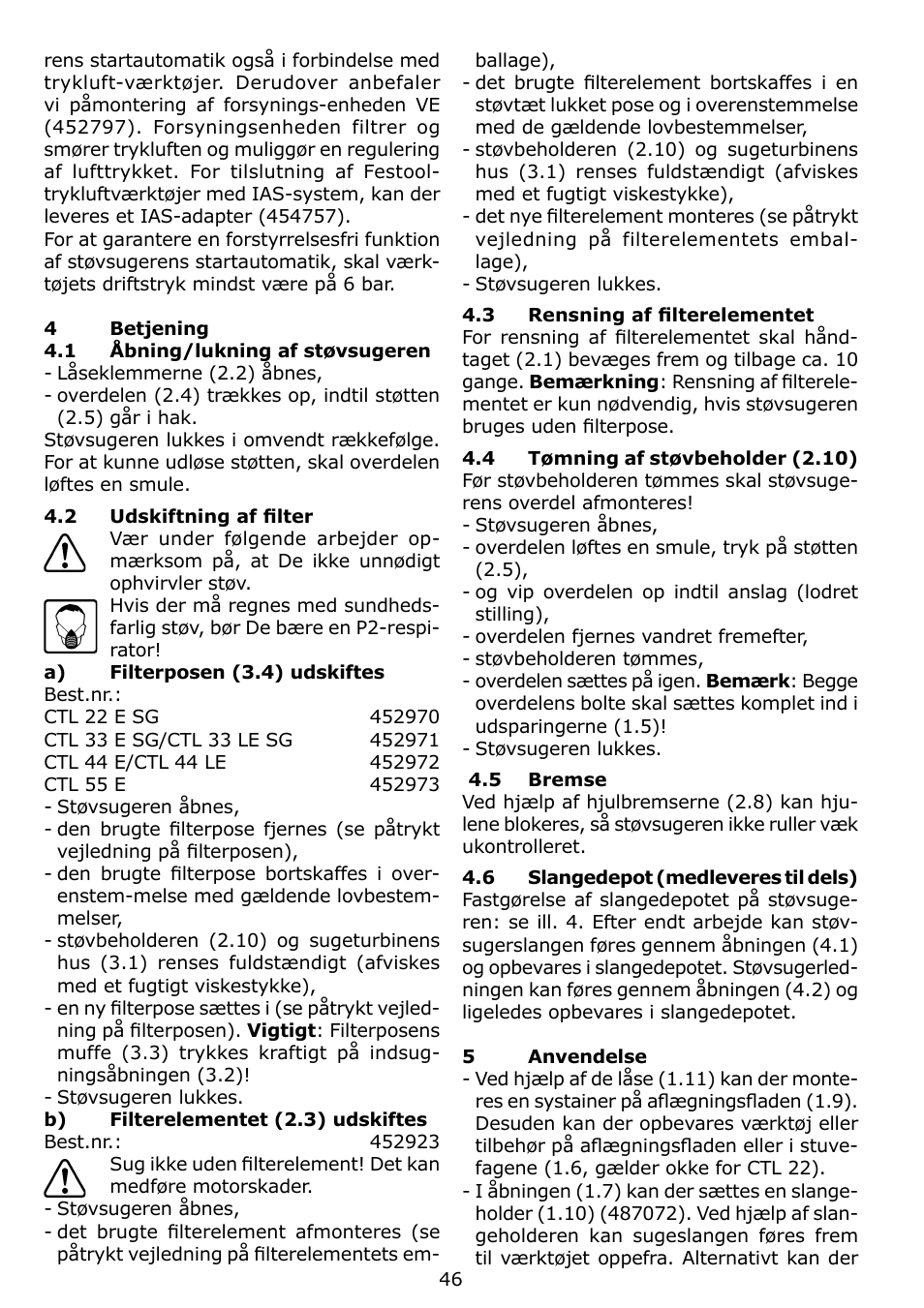 Festool CTL 22 E SG User Manual | Page 46 / 70