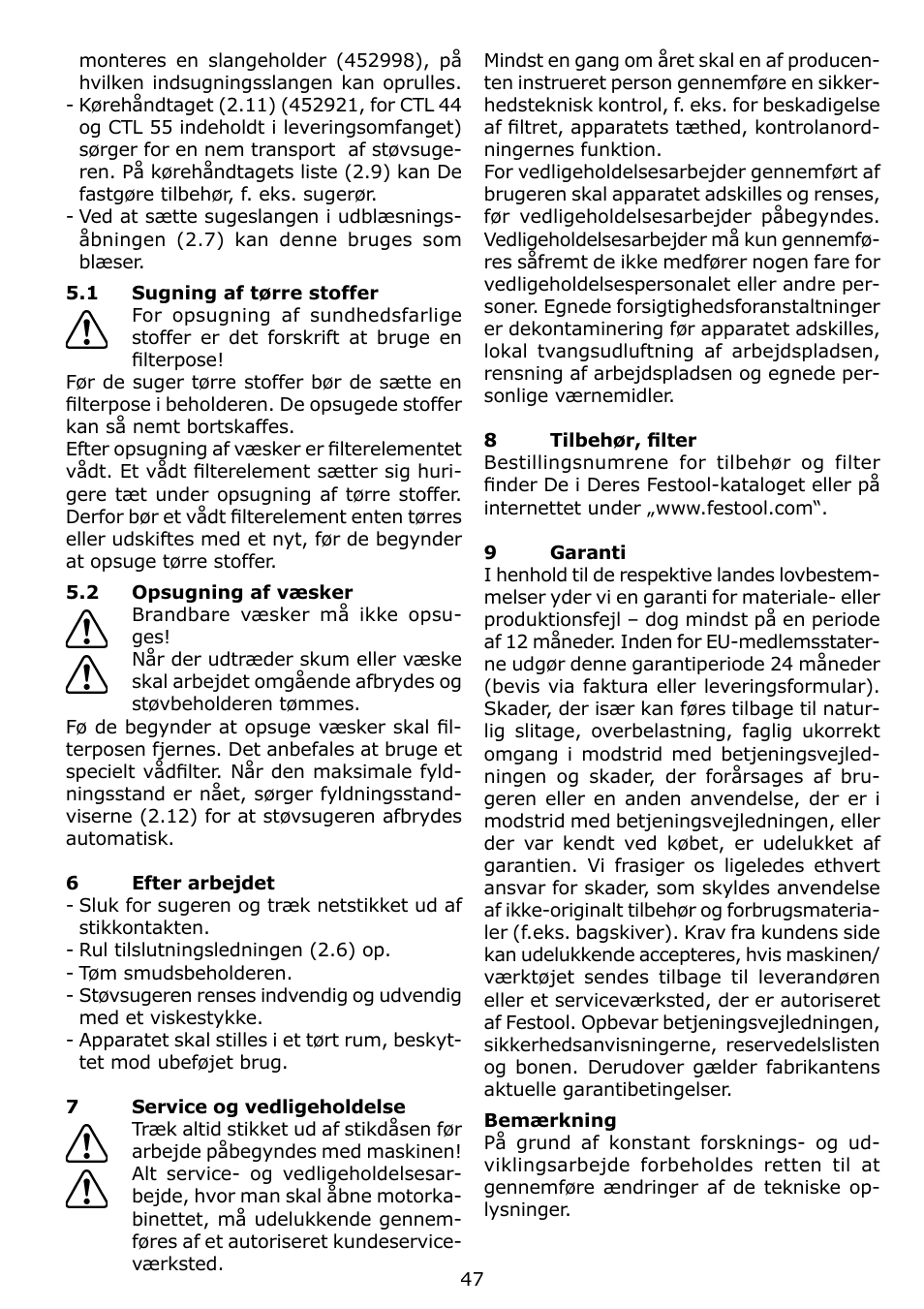 Festool CTL 22 E SG User Manual | Page 47 / 70