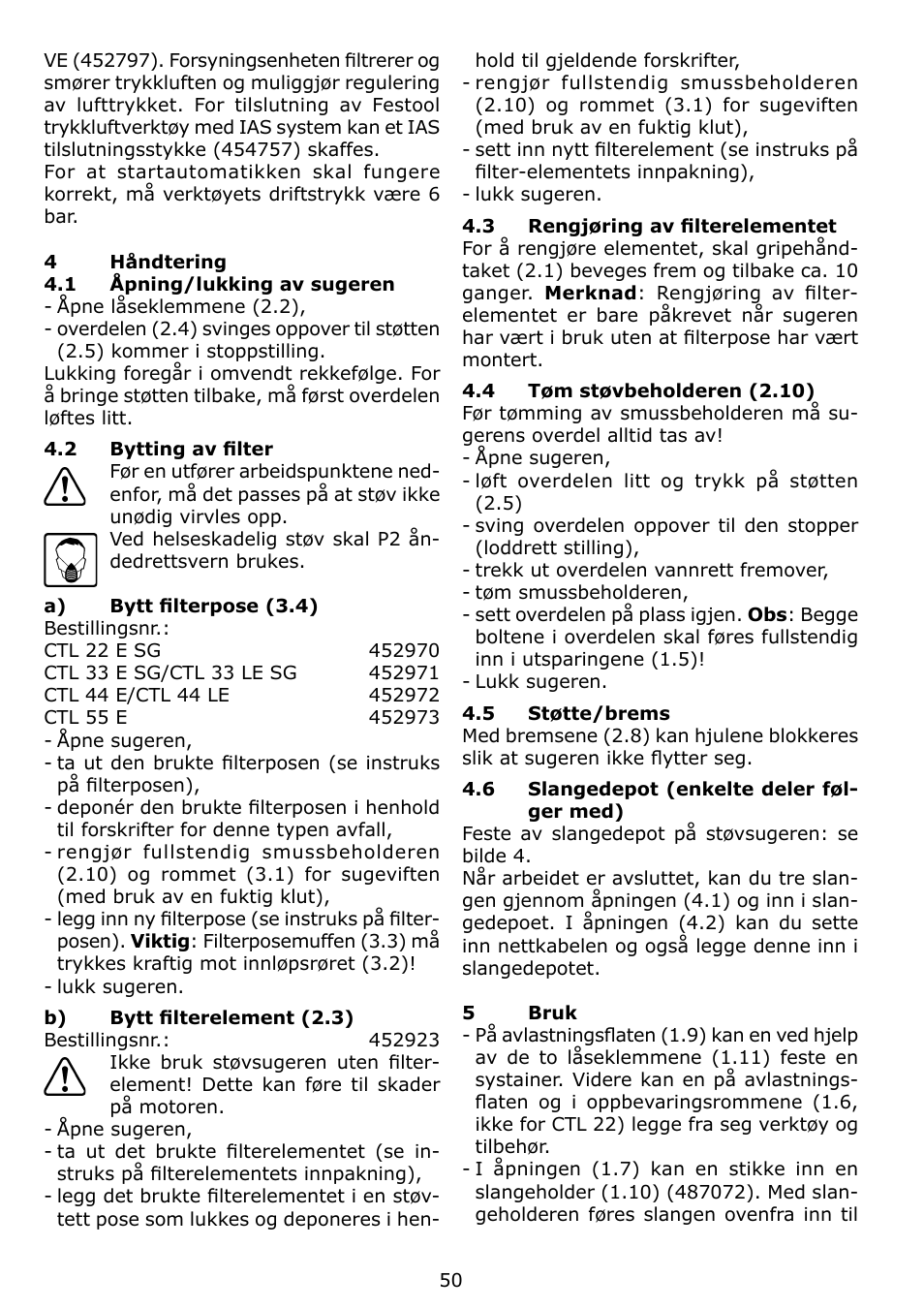 Festool CTL 22 E SG User Manual | Page 50 / 70