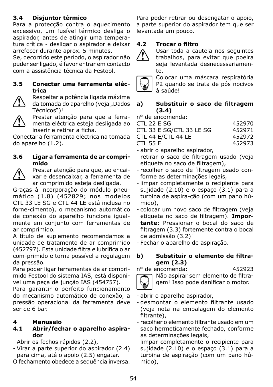 Festool CTL 22 E SG User Manual | Page 54 / 70
