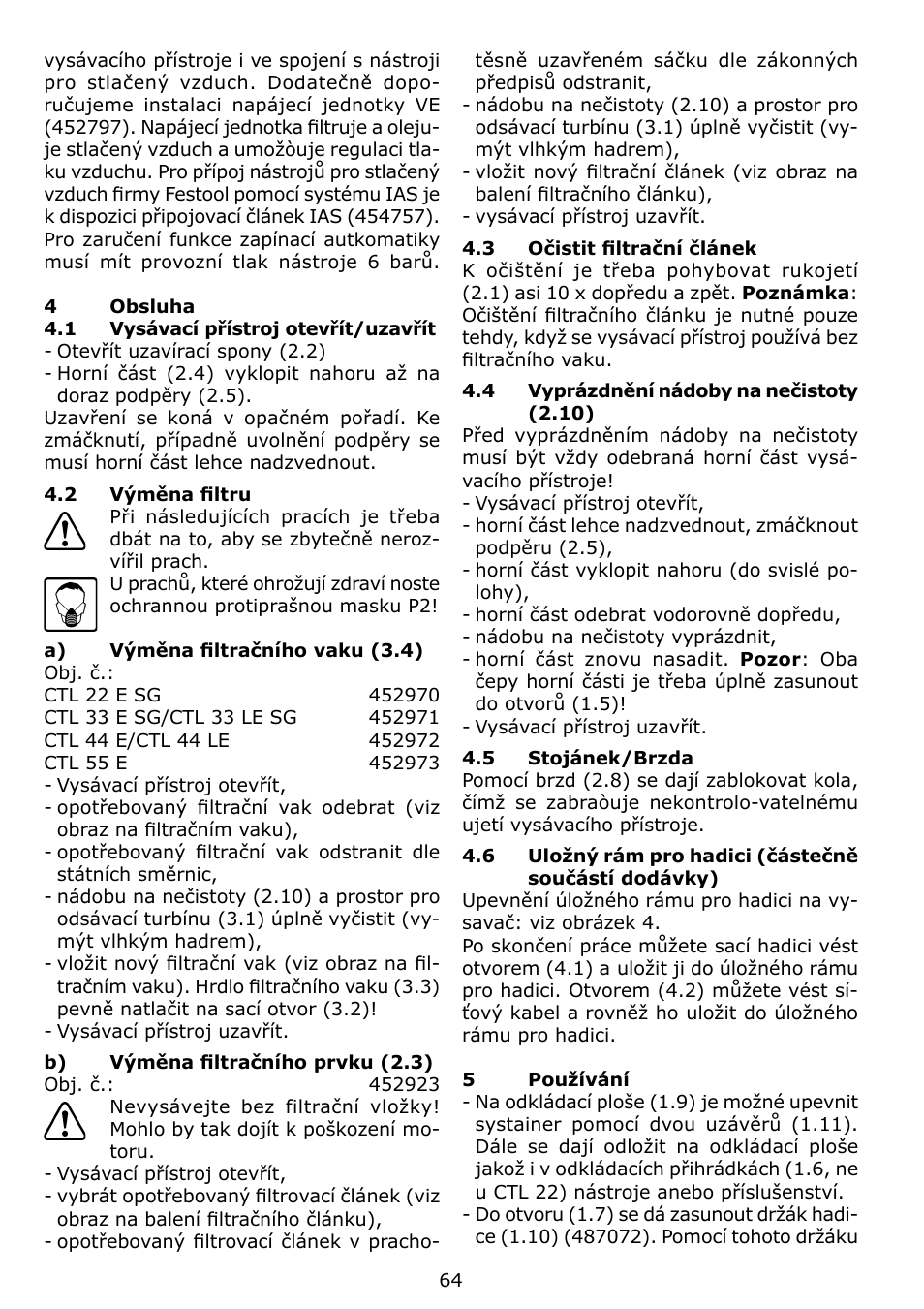 Festool CTL 22 E SG User Manual | Page 64 / 70