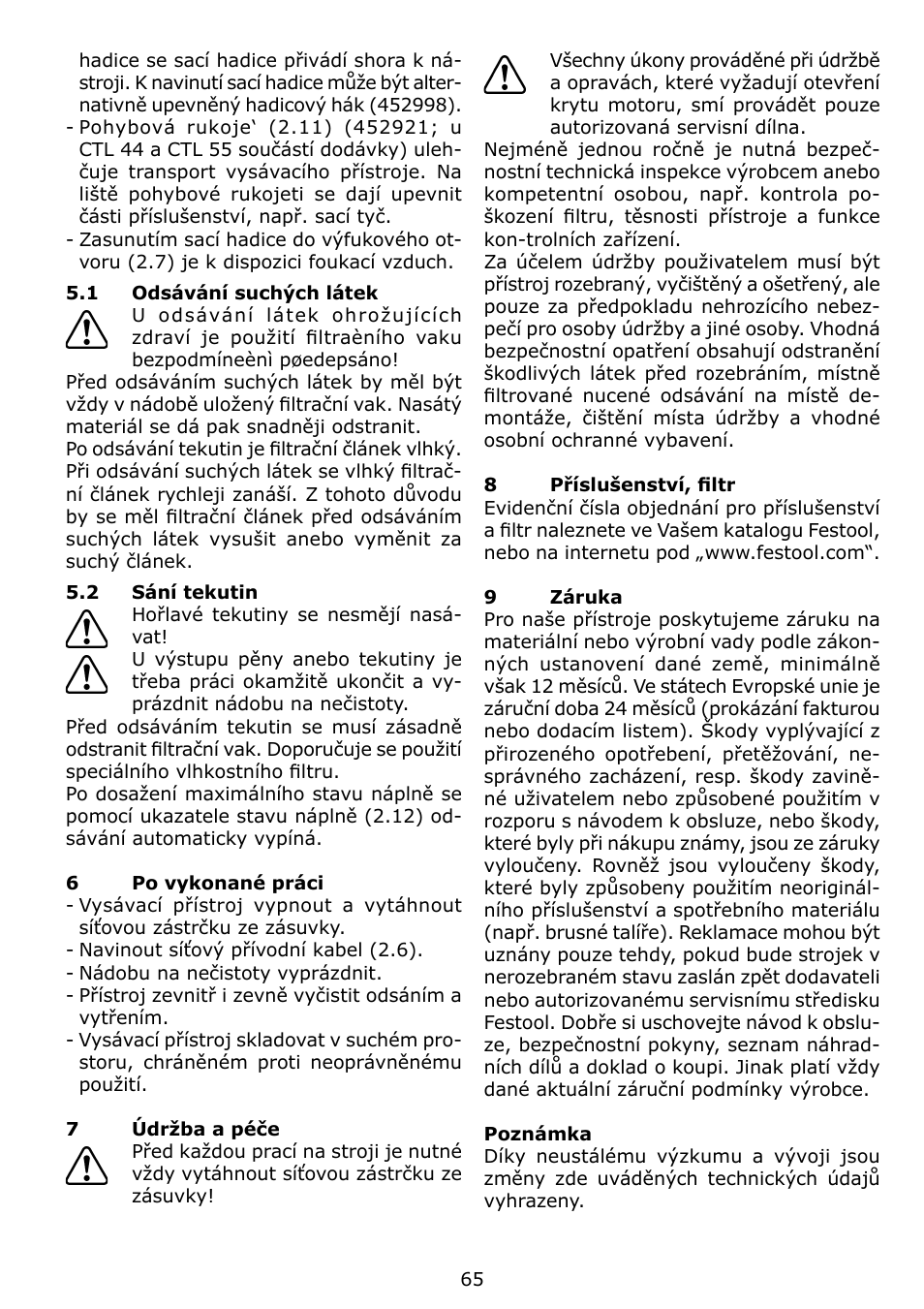 Festool CTL 22 E SG User Manual | Page 65 / 70