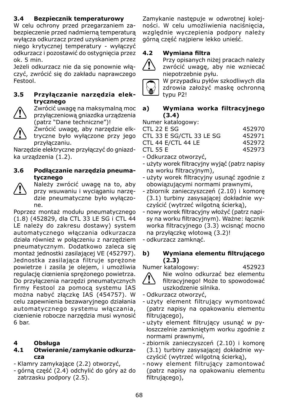 Festool CTL 22 E SG User Manual | Page 68 / 70