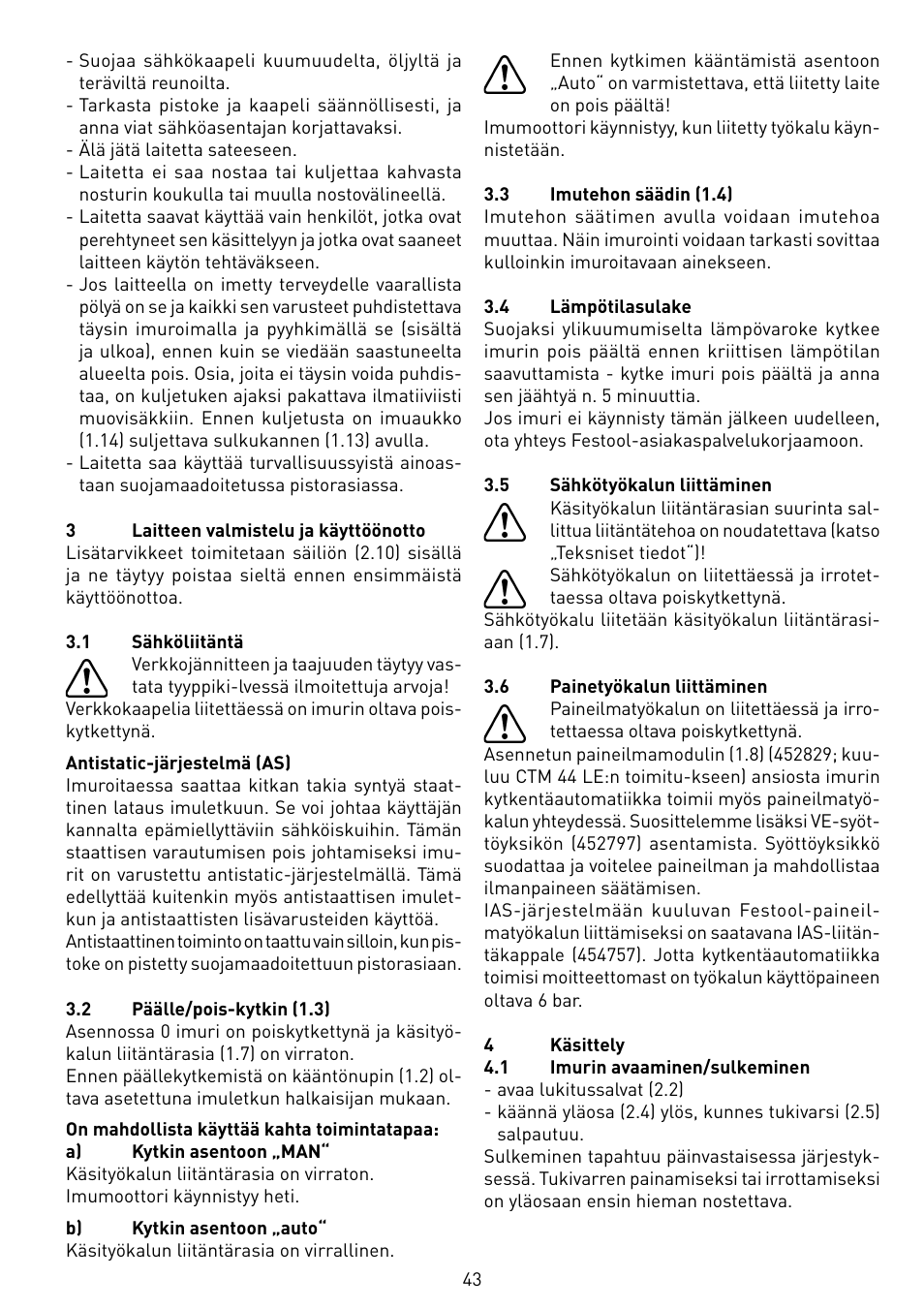 Festool CTM 55 E User Manual | Page 43 / 78