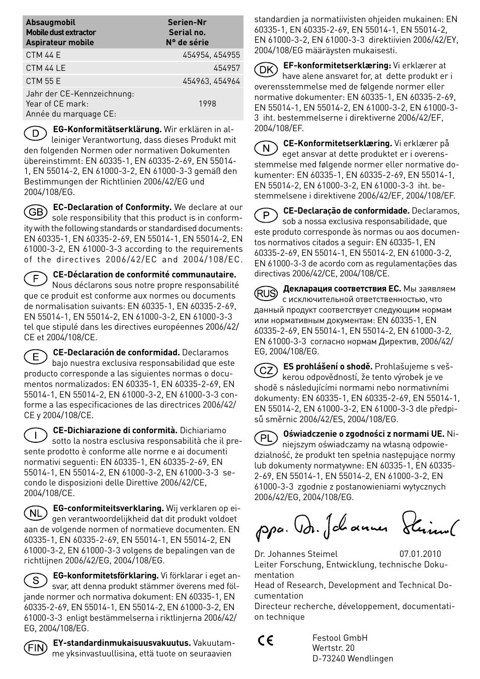 Festool CTM 55 E User Manual | Page 6 / 78