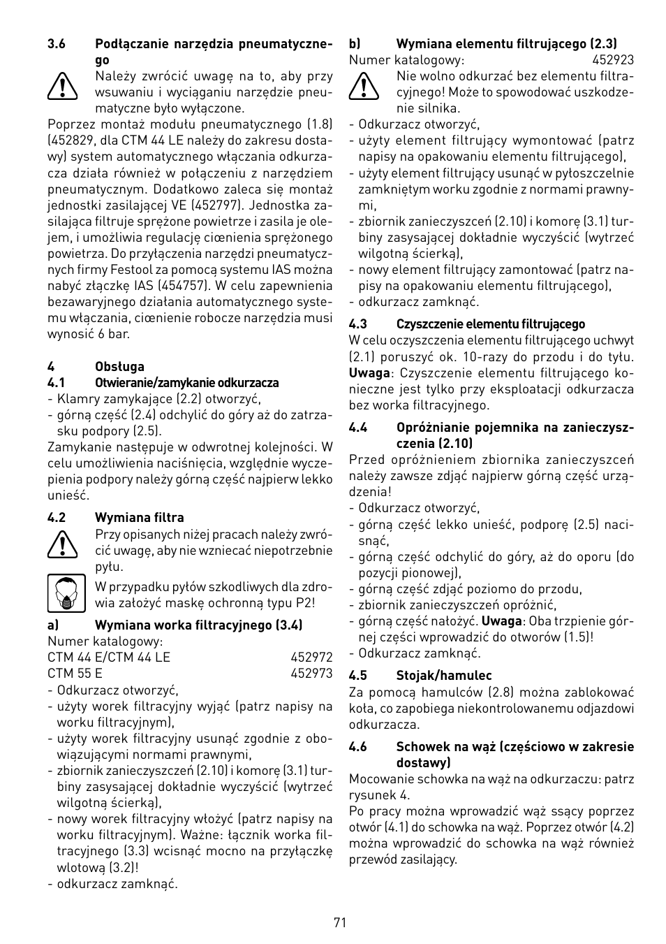 Festool CTM 55 E User Manual | Page 71 / 78