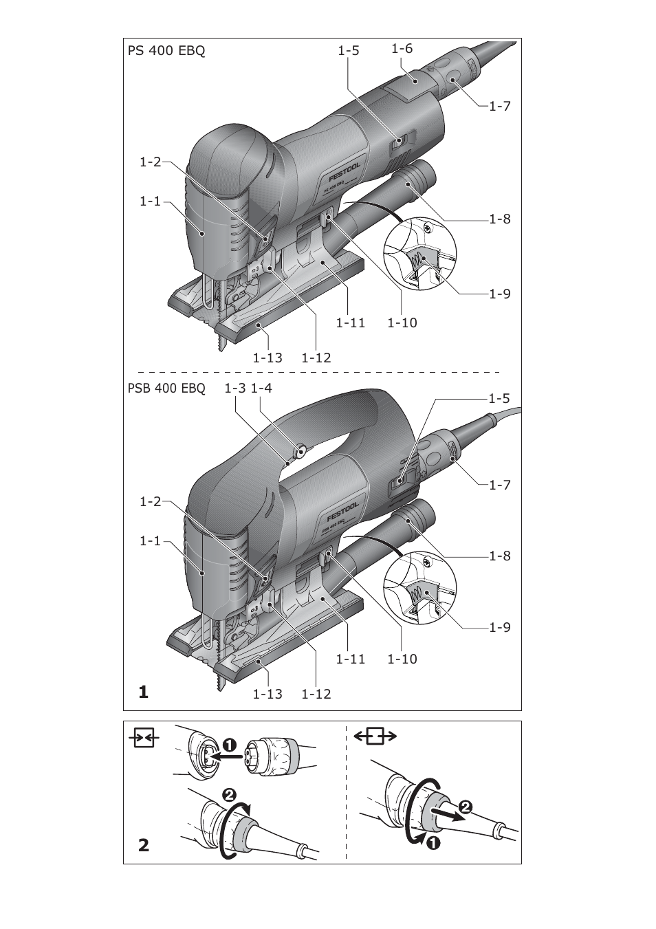 Festool PSB 400 EBQ CARVEX User Manual | Page 2 / 110