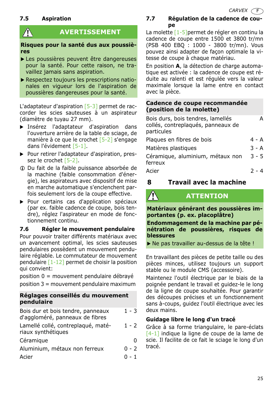 Festool PSB 400 EBQ CARVEX User Manual | Page 25 / 110