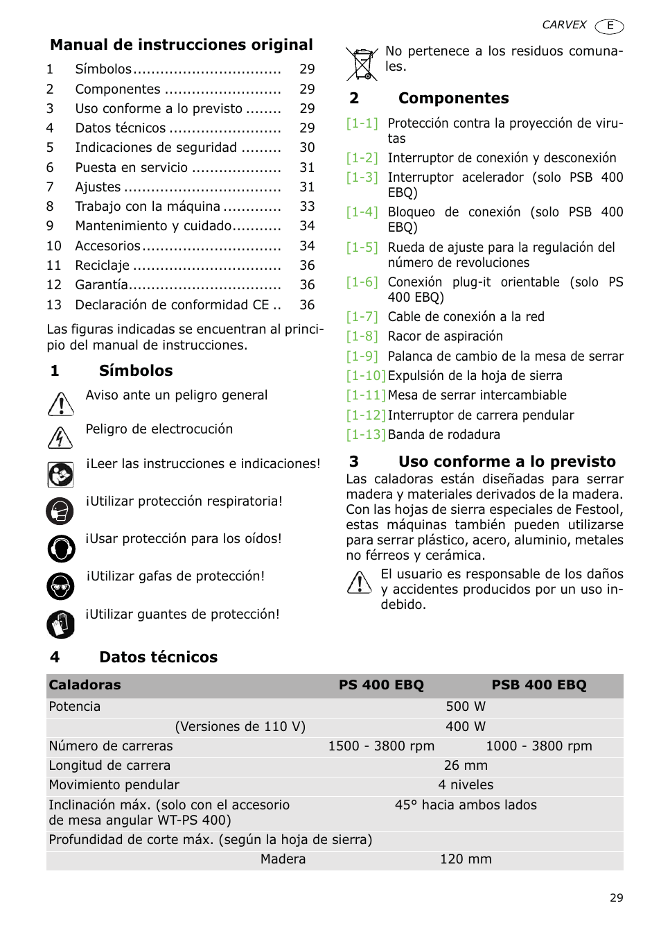 Festool PSB 400 EBQ CARVEX User Manual | Page 29 / 110