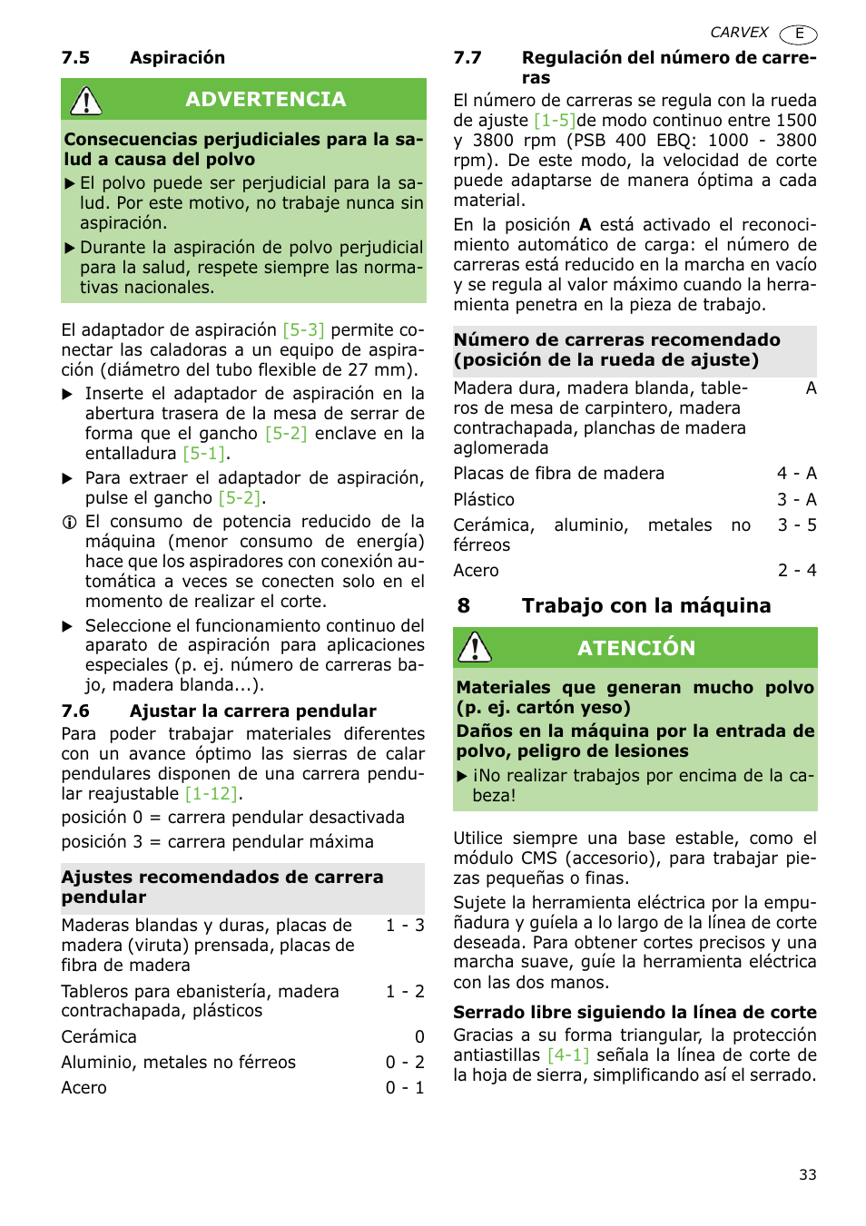 Festool PSB 400 EBQ CARVEX User Manual | Page 33 / 110