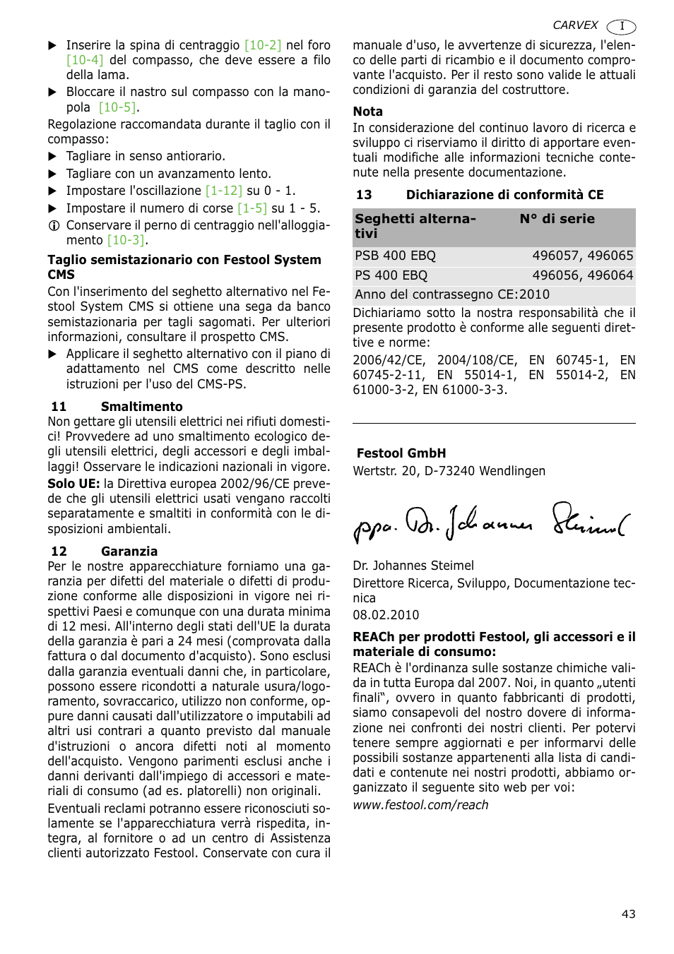 Festool PSB 400 EBQ CARVEX User Manual | Page 43 / 110