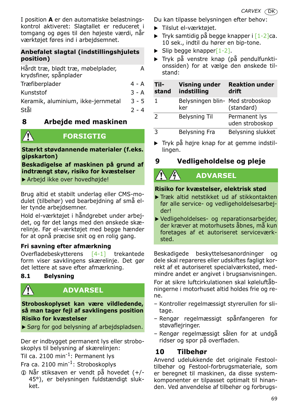 Festool PSB 400 EBQ CARVEX User Manual | Page 69 / 110
