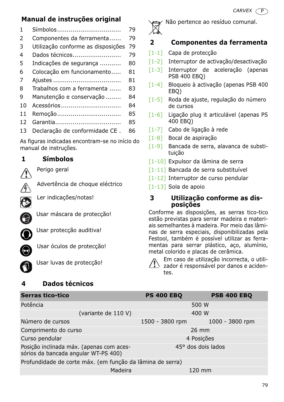 Festool PSB 400 EBQ CARVEX User Manual | Page 79 / 110