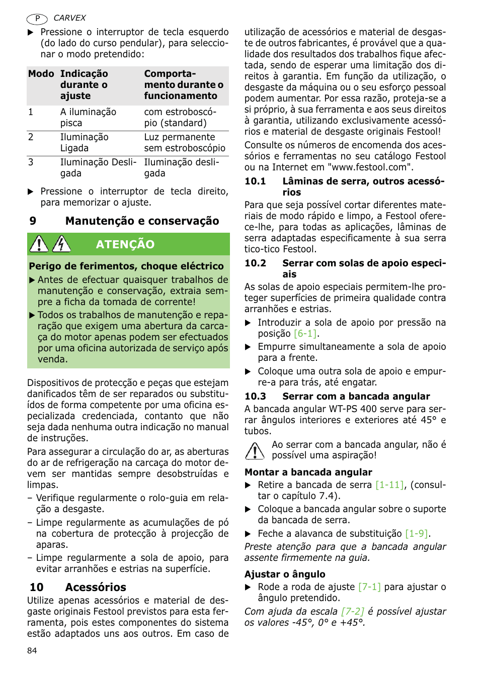 Festool PSB 400 EBQ CARVEX User Manual | Page 84 / 110