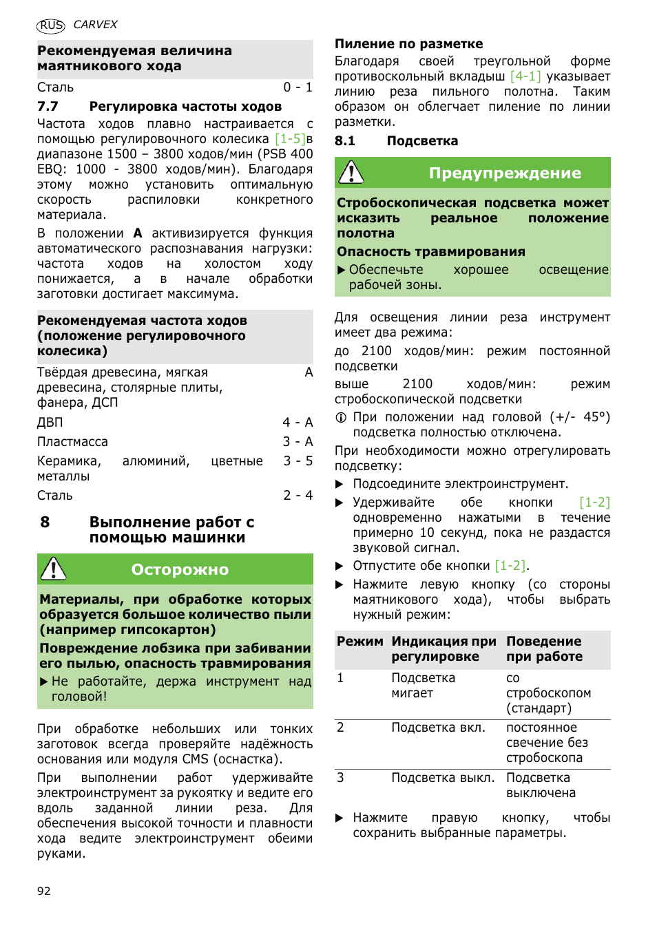 Festool PSB 400 EBQ CARVEX User Manual | Page 92 / 110