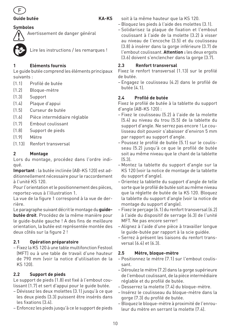 Festool KA-KS 120 accessories User Manual | Page 10 / 38