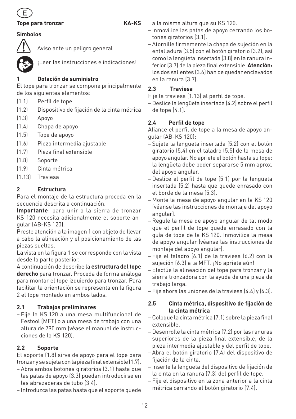 Festool KA-KS 120 accessories User Manual | Page 12 / 38