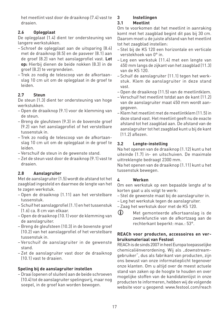 Festool KA-KS 120 accessories User Manual | Page 17 / 38
