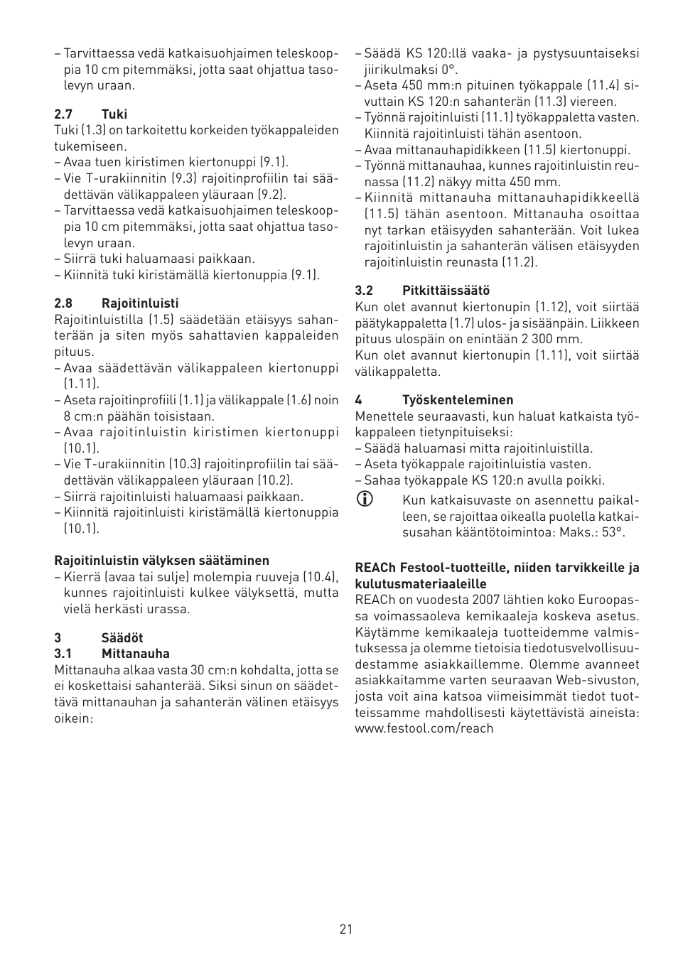 Festool KA-KS 120 accessories User Manual | Page 21 / 38