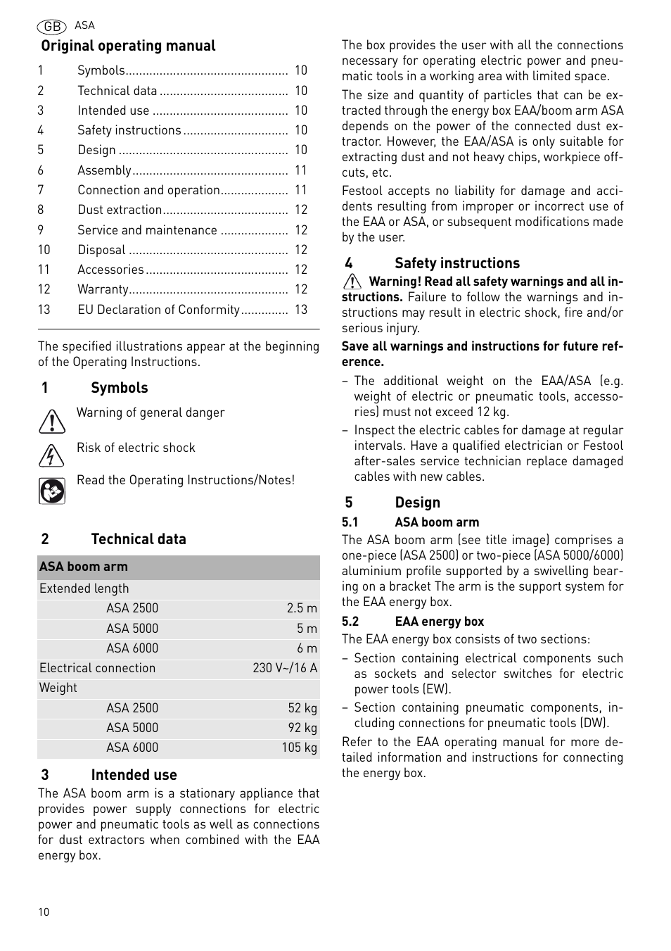 Festool ASA 6000 User Manual | Page 10 / 62