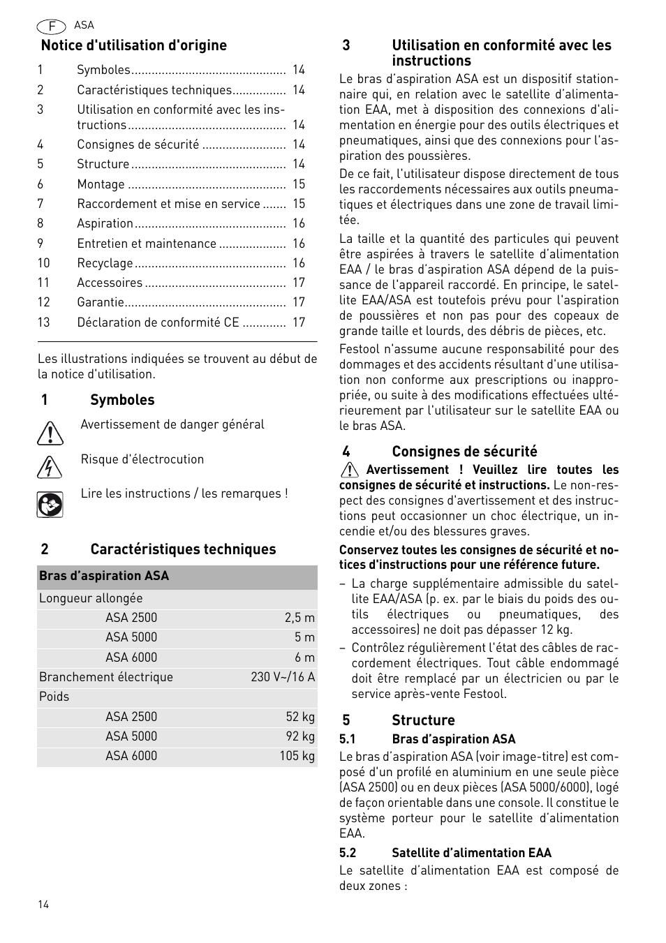Festool ASA 6000 User Manual | Page 14 / 62