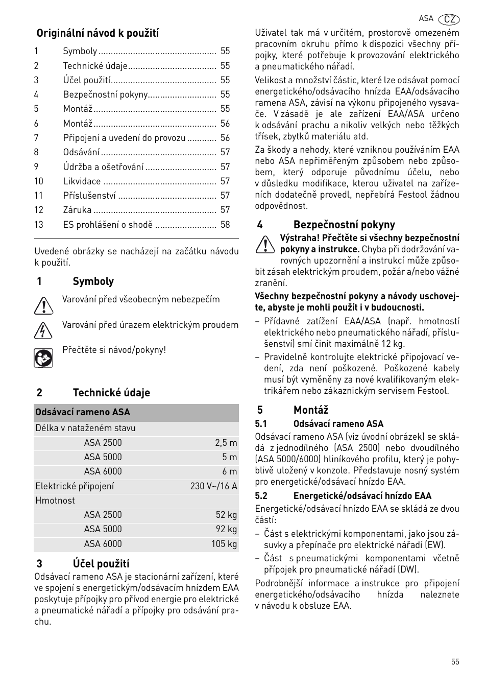Festool ASA 6000 User Manual | Page 55 / 62