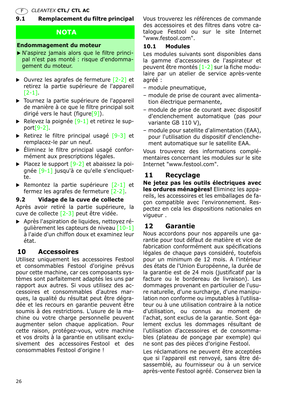 Festool CTL 36 E-LE-AC CLEANTEX User Manual | Page 26 / 110