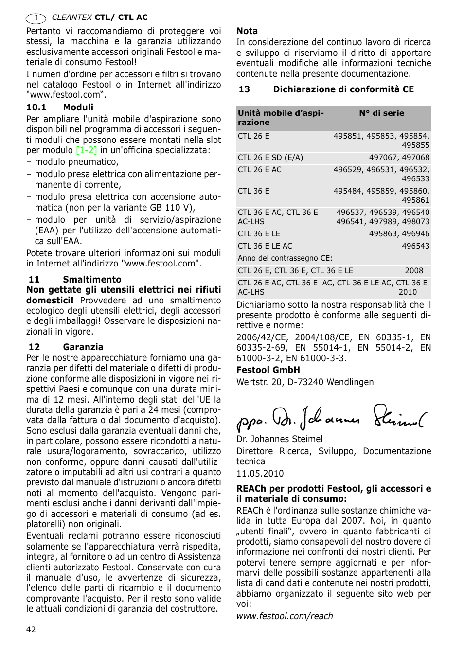 Festool CTL 36 E-LE-AC CLEANTEX User Manual | Page 42 / 110