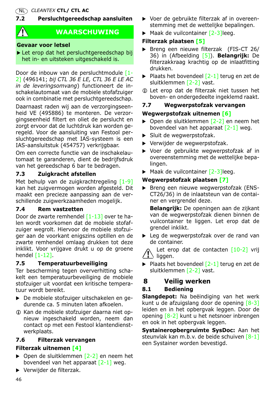 Festool CTL 36 E-LE-AC CLEANTEX User Manual | Page 46 / 110