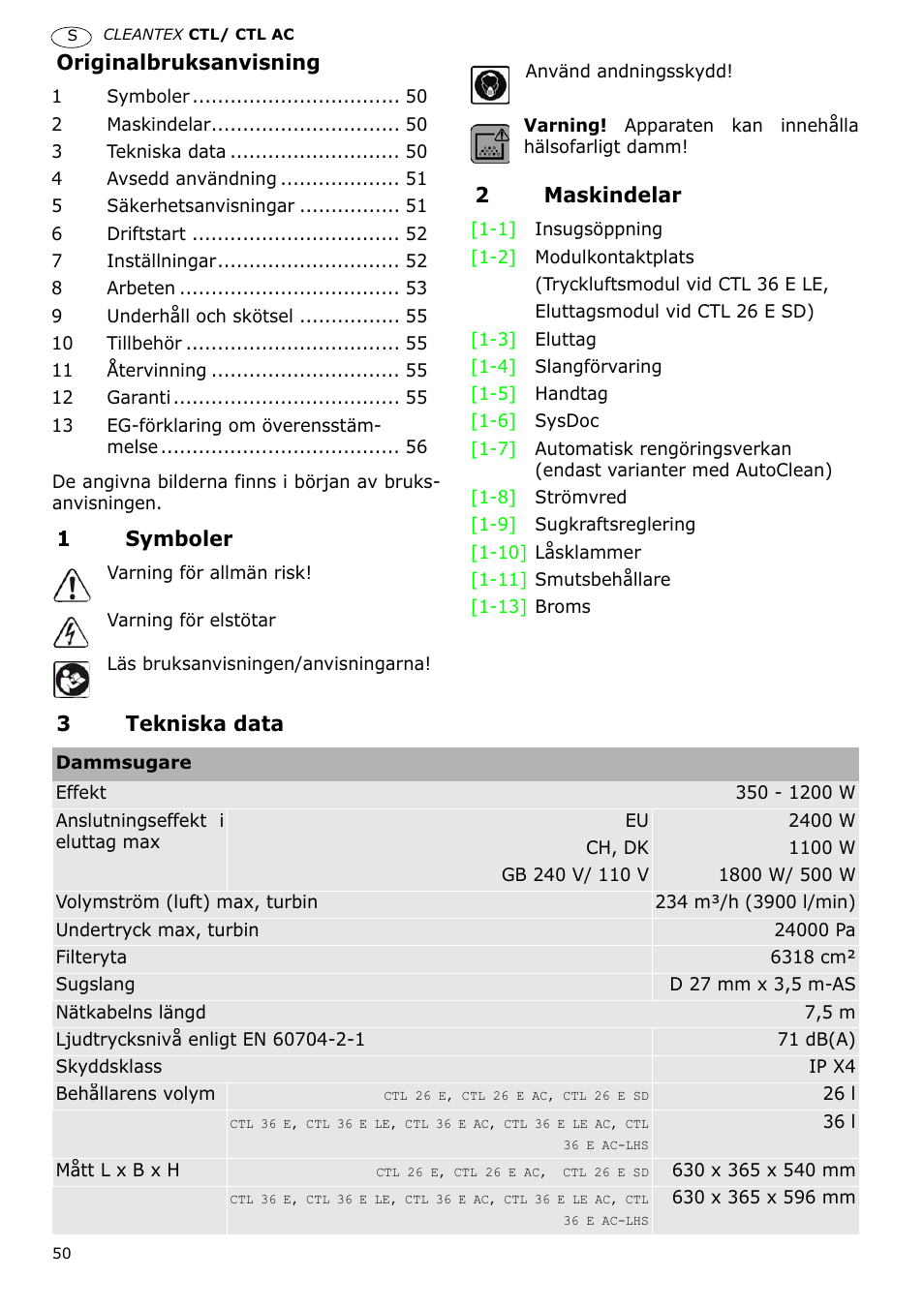 Festool CTL 36 E-LE-AC CLEANTEX User Manual | Page 50 / 110