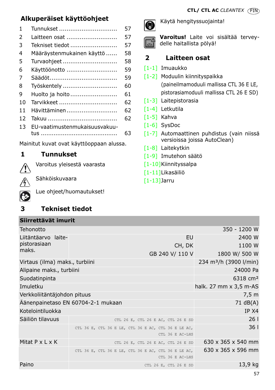 Festool CTL 36 E-LE-AC CLEANTEX User Manual | Page 57 / 110