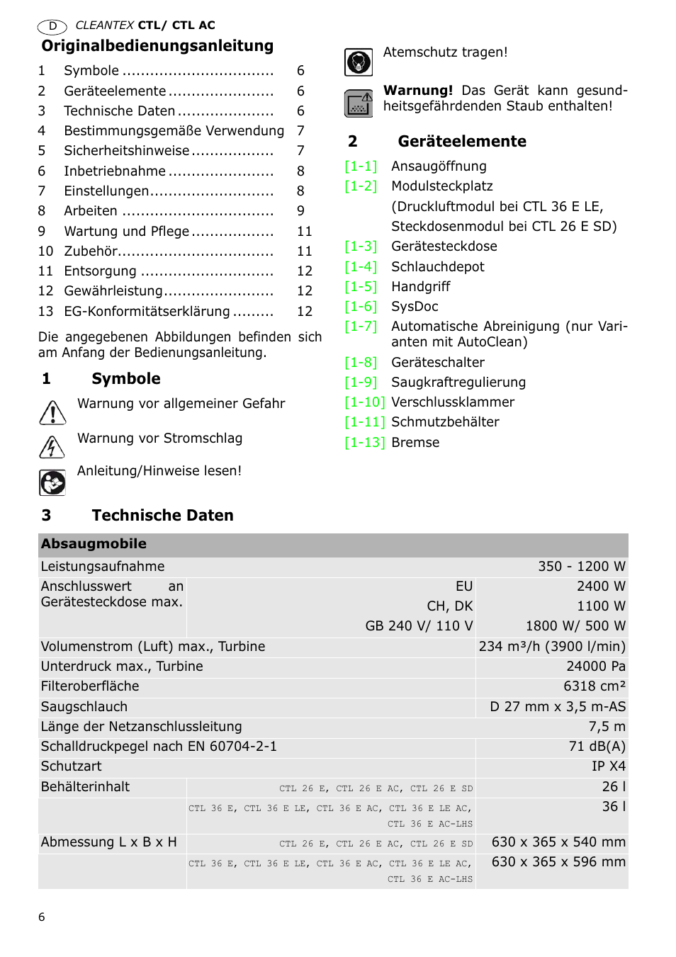 Festool CTL 36 E-LE-AC CLEANTEX User Manual | Page 6 / 110