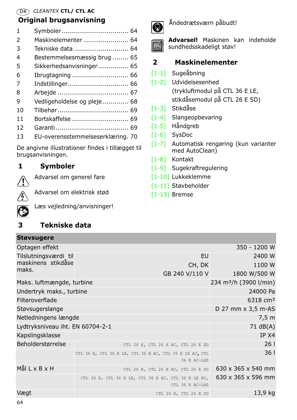 Festool CTL 36 E-LE-AC CLEANTEX User Manual | Page 64 / 110