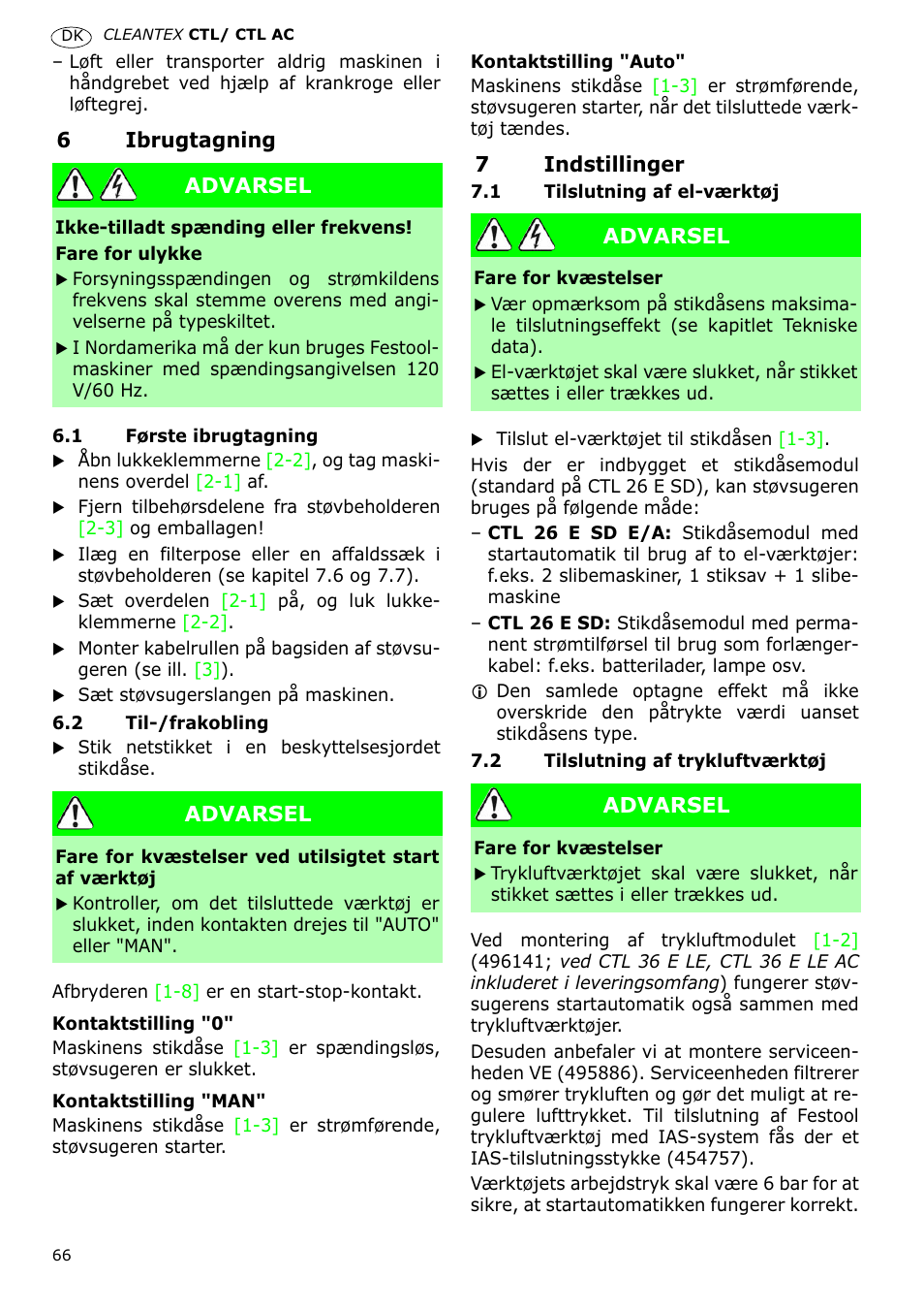 Festool CTL 36 E-LE-AC CLEANTEX User Manual | Page 66 / 110