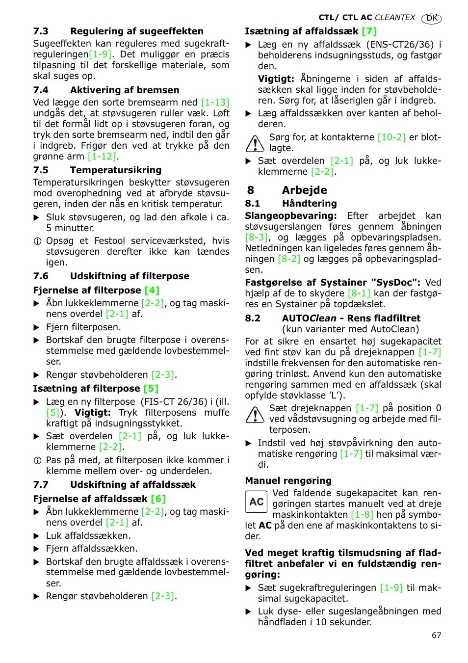 Festool CTL 36 E-LE-AC CLEANTEX User Manual | Page 67 / 110