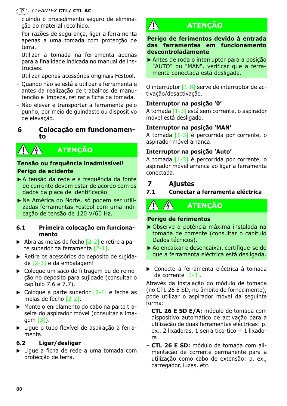 Festool CTL 36 E-LE-AC CLEANTEX User Manual | Page 80 / 110