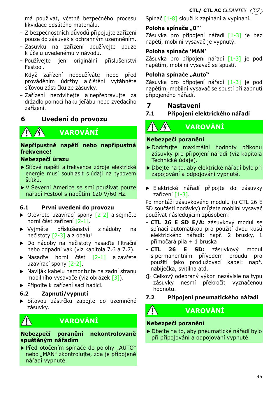 Festool CTL 36 E-LE-AC CLEANTEX User Manual | Page 95 / 110