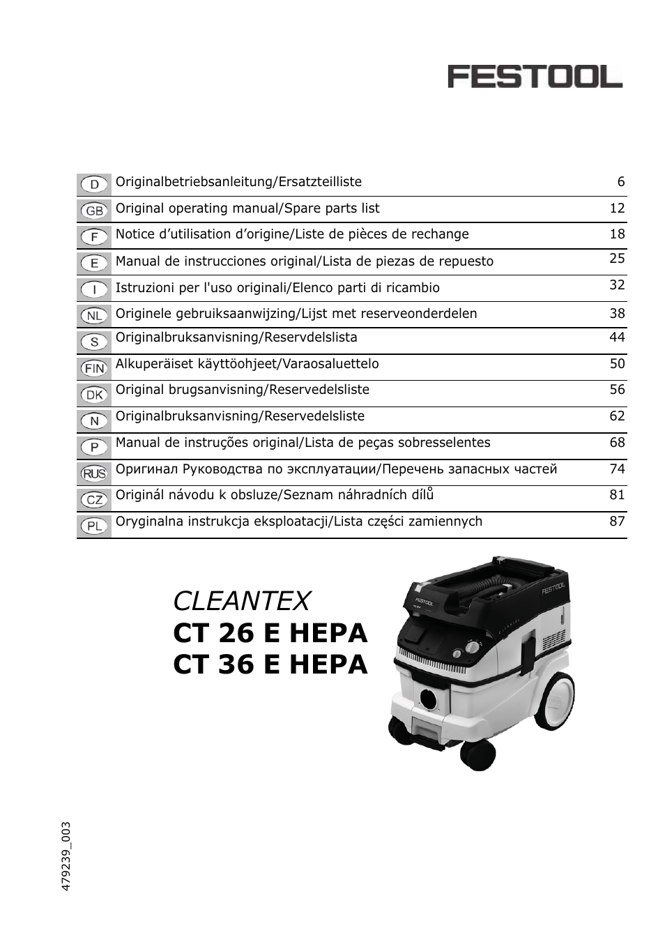 Festool CT 36 E-LE-AC CLEANTEX User Manual | 93 pages