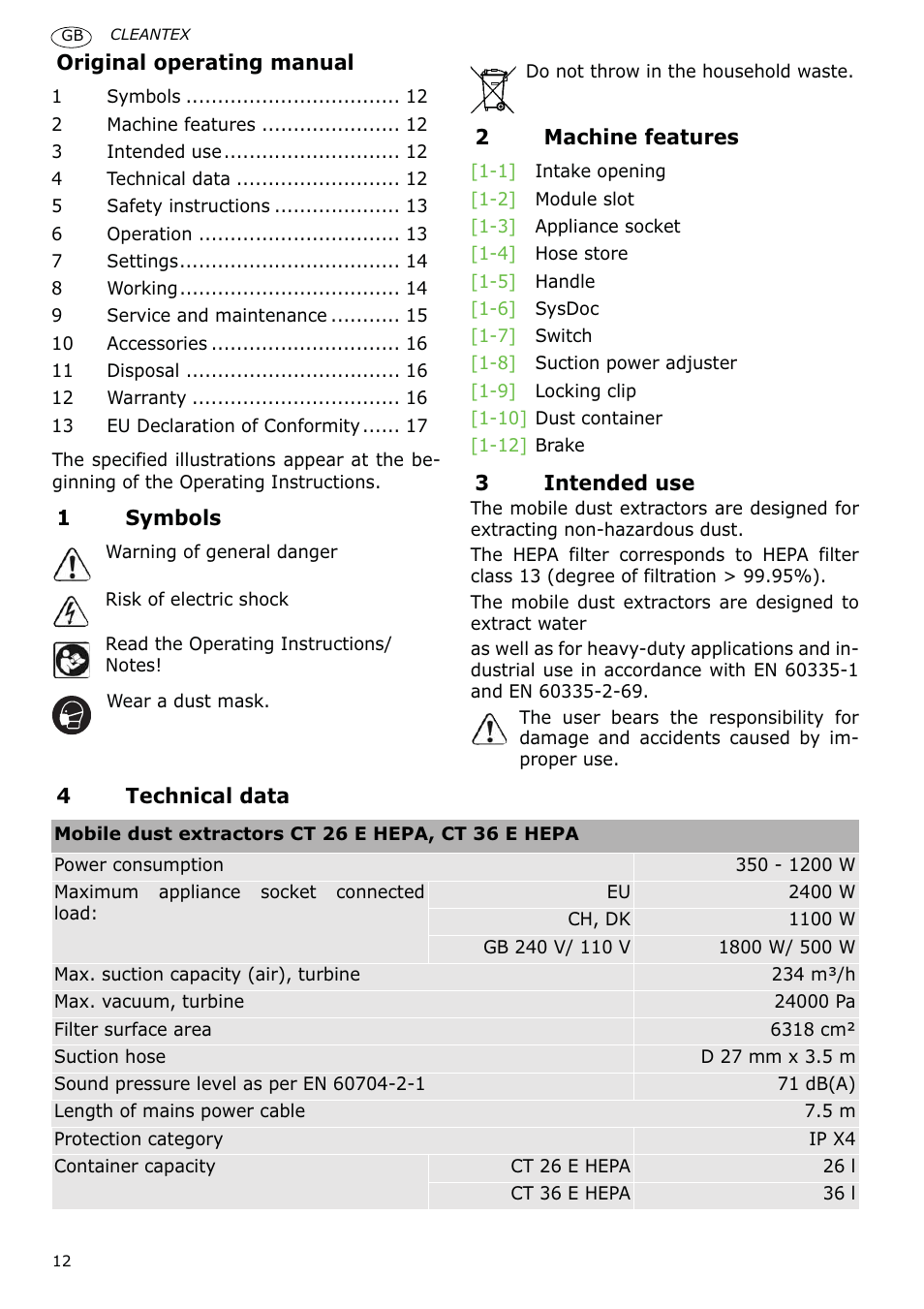 Festool CT 36 E-LE-AC CLEANTEX User Manual | Page 12 / 93