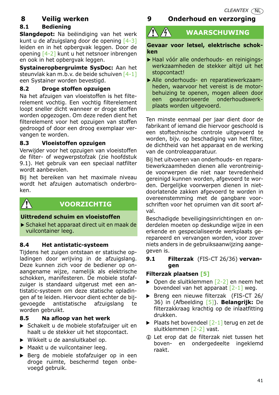 Festool CT 36 E-LE-AC CLEANTEX User Manual | Page 41 / 93