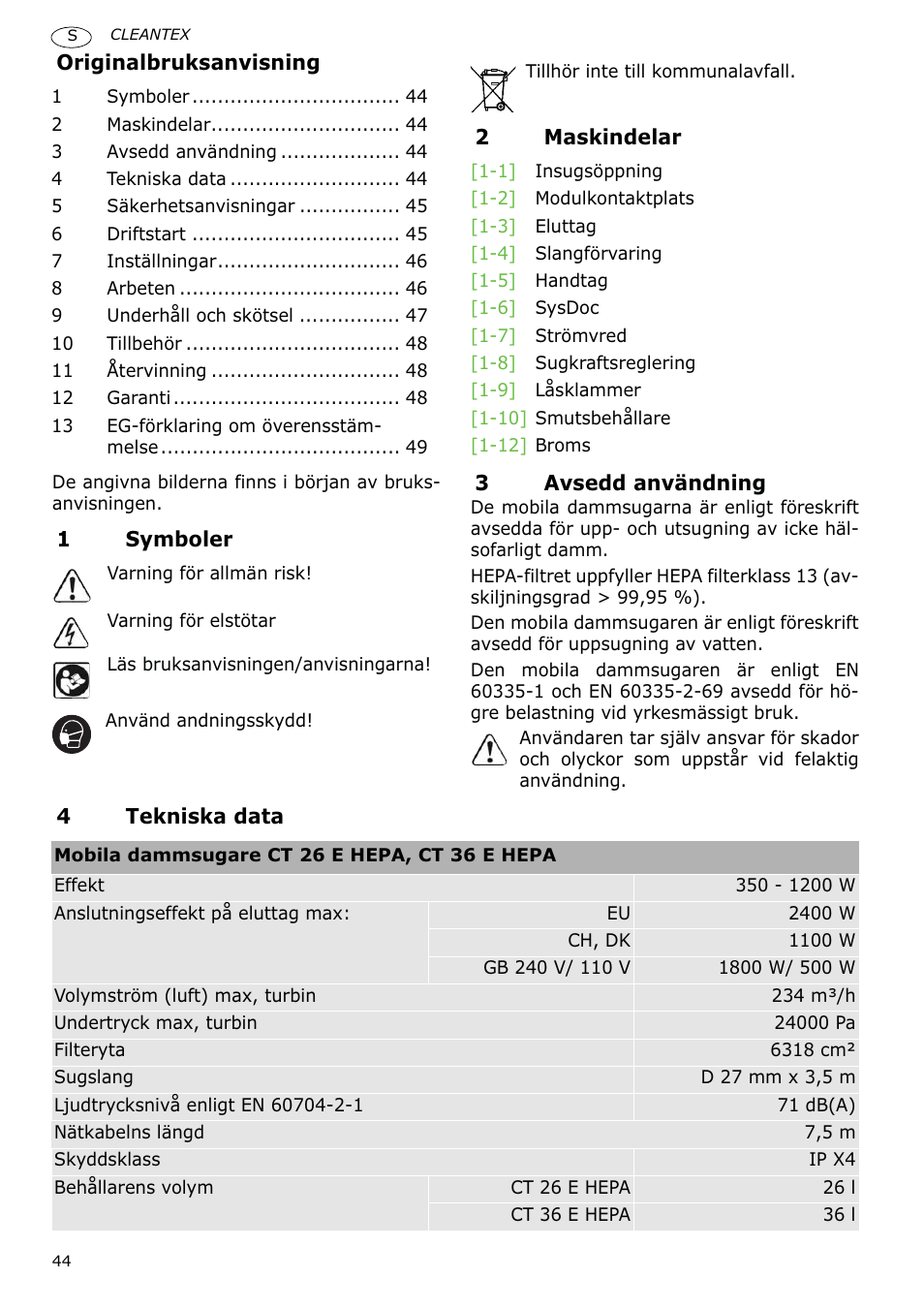 Festool CT 36 E-LE-AC CLEANTEX User Manual | Page 44 / 93