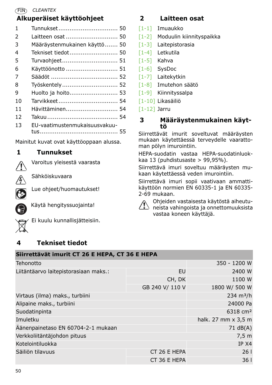 Festool CT 36 E-LE-AC CLEANTEX User Manual | Page 50 / 93