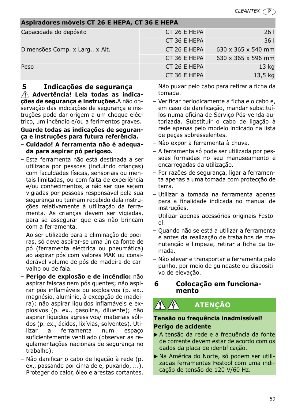 Festool CT 36 E-LE-AC CLEANTEX User Manual | Page 69 / 93