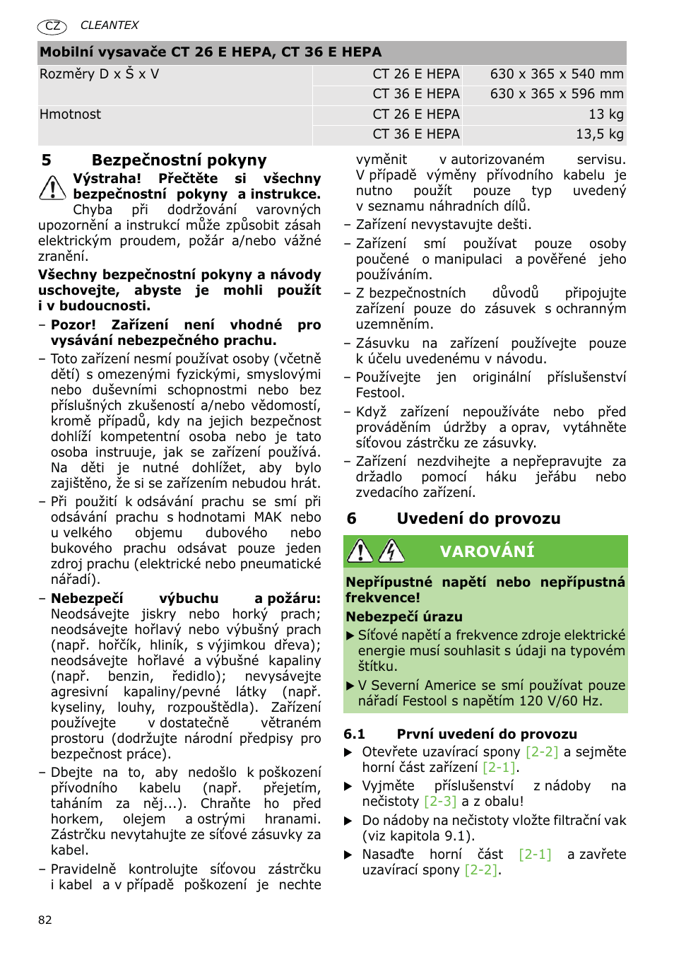 Festool CT 36 E-LE-AC CLEANTEX User Manual | Page 82 / 93