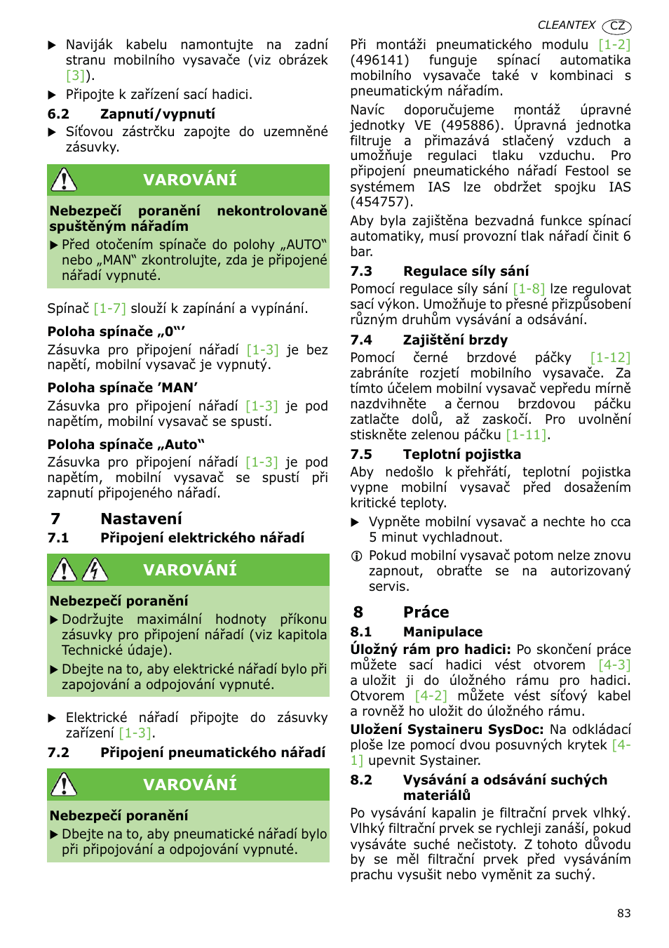 Festool CT 36 E-LE-AC CLEANTEX User Manual | Page 83 / 93